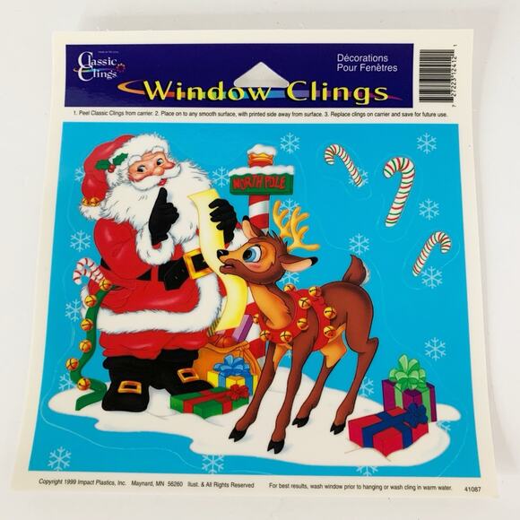 Vintage Classic Clings Christmas Window Clings Decorations 1999 Lot of 6 - Picture 5 of 11